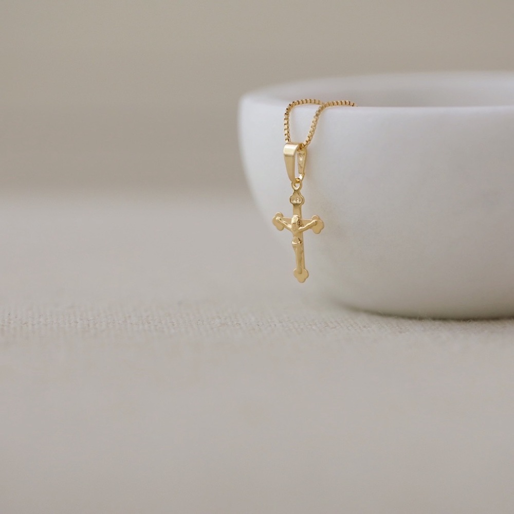 Petite Crucifix Necklace | 18k Gold Filled - Picture 4 of 7